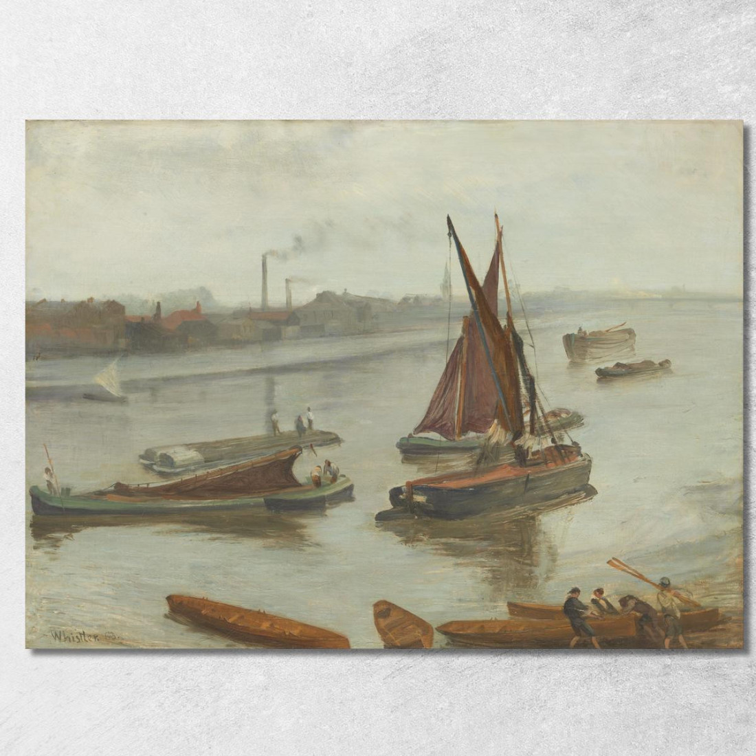 Grigio E Argento - Old Battersea Reach James Abbott McNeill Whistler jam42 quadro stampato su tela Grigio E Argento - Old Battersea Reach James Abbott McNeill Whistler jam42 quadro stampato su tela