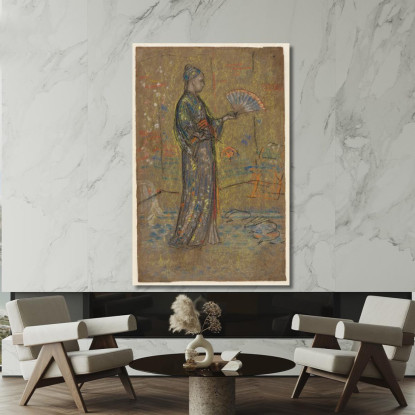 Donna Giapponese Che Dipinge Un Ventaglio James Abbott McNeill Whistler jam51 quadro stampato su tela