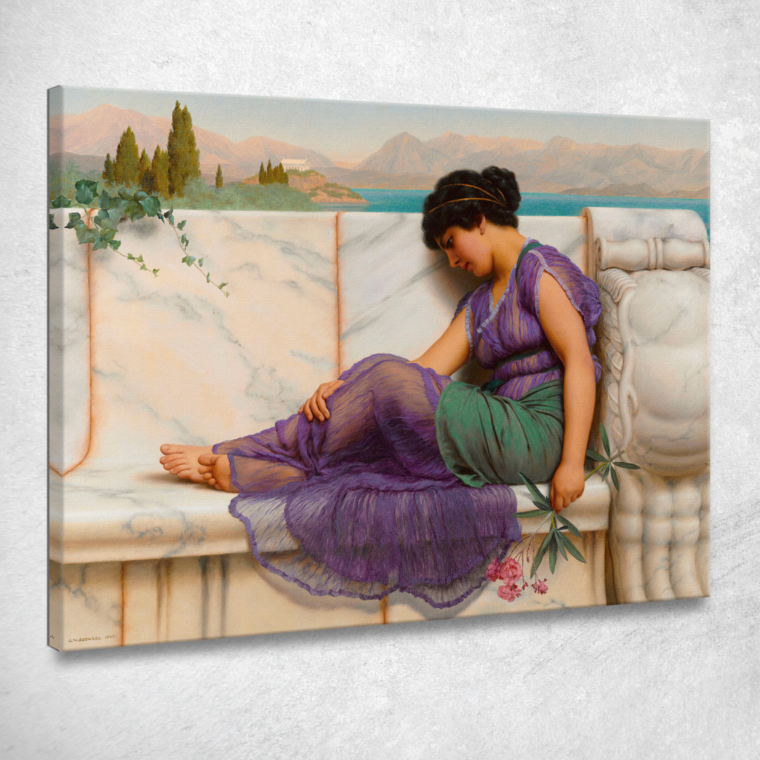 Ozio Estivo Sogni Ad Occhi Aperti John William Godward jwg68 quadro stampato su tela Ozio Estivo Sogni Ad Occhi Aperti John William Godward jwg68 quadro stampato su tela