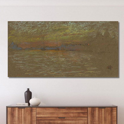 La Riva Al Tramonto Rosso E Oro James Abbott McNeill Whistler jam134 quadro stampato su tela