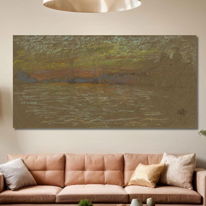 La Riva Al Tramonto Rosso E Oro James Abbott McNeill Whistler jam134 quadro stampato su tela