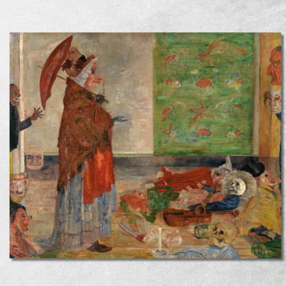 Stupore Della Casa Delle Maschere James Ensor jen3 quadro stampato su tela