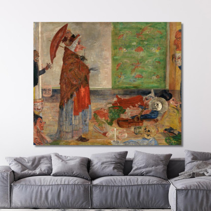 Stupore Della Casa Delle Maschere James Ensor jen3 quadro stampato su tela