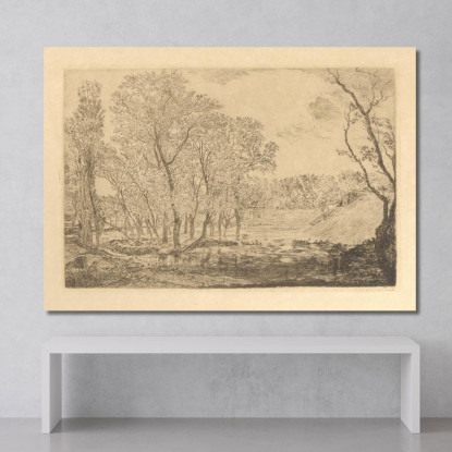 Lo Stagno Con I Pioppi James Ensor jen35 quadro stampato su tela