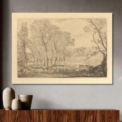 Lo Stagno Con I Pioppi James Ensor jen35 quadro stampato su tela
