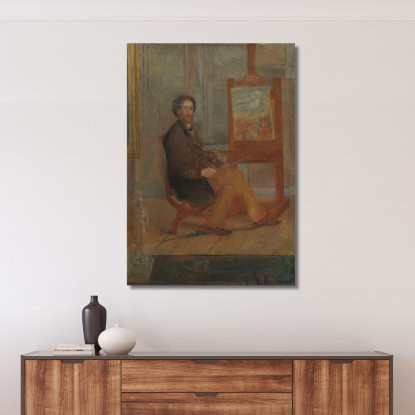 Ensor Al Suo Cavalletto James Ensor jen46 quadro stampato su tela