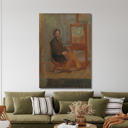 Ensor Al Suo Cavalletto James Ensor jen46 quadro stampato su tela
