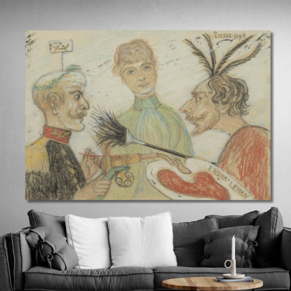 Ensor E Il Generale Leman James Ensor jen47 quadro stampato su tela