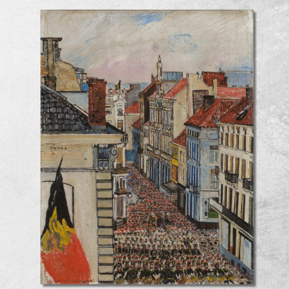 Musica In Vlaanderenstraat James Ensor jen69 quadro stampato su tela