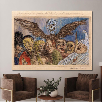 I Peccati Capitali Dominati Dalla Morte James Ensor jen95 quadro stampato su tela