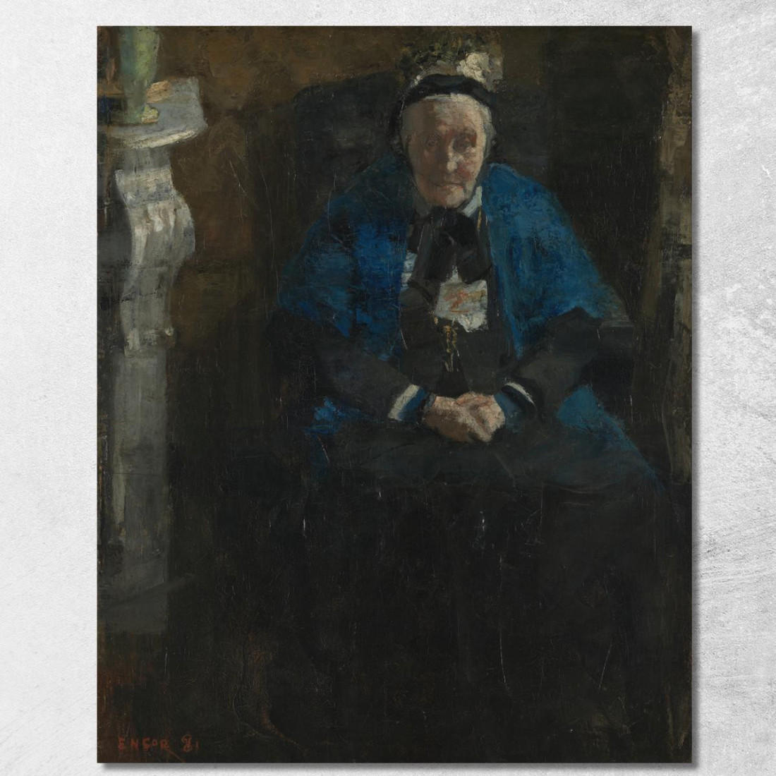 Donna Con Scialle Blu James Ensor jen119 quadro stampato su tela Donna Con Scialle Blu James Ensor jen119 quadro stampato su tela