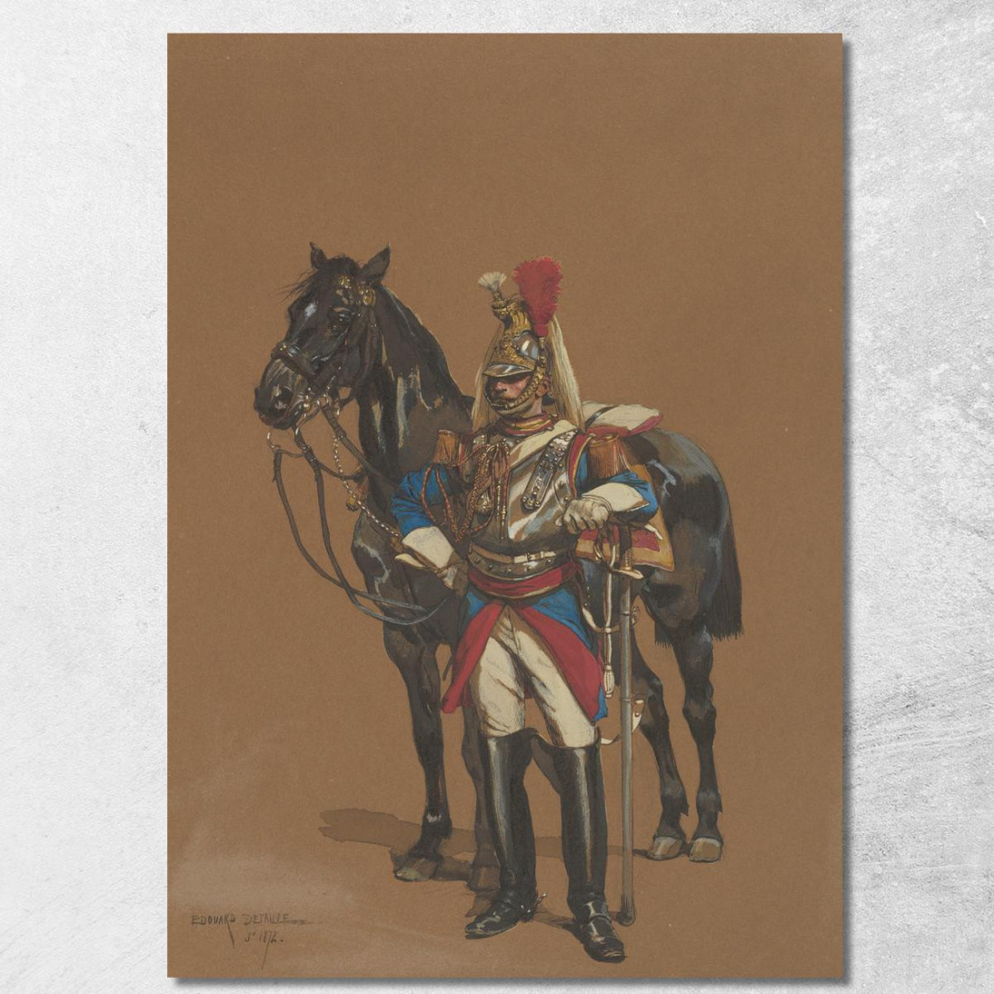 Corazziere Jean-Baptiste Édouard Detaille jbd14 quadro stampato su tela Corazziere Jean-Baptiste Édouard Detaille jbd14 quadro stampato su tela