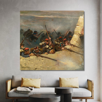 Appostati Dietro Un Muro. Fanti Di Linea: Un Frammento Del Panorama Della Battaglia Di Champigny Jean-Baptiste Édouard Detaille