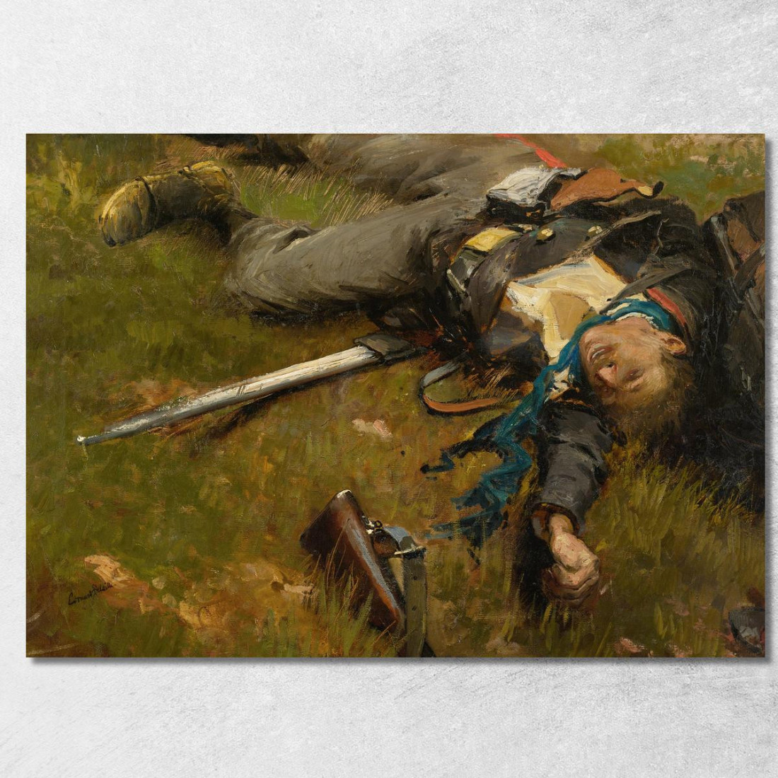 Soldato: Mobile Caduto Jean-Baptiste Édouard Detaille jbd26 quadro stampato su tela Soldato: Mobile Caduto Jean-Baptiste Édouard Detaille jbd26 quadro stampato su tela