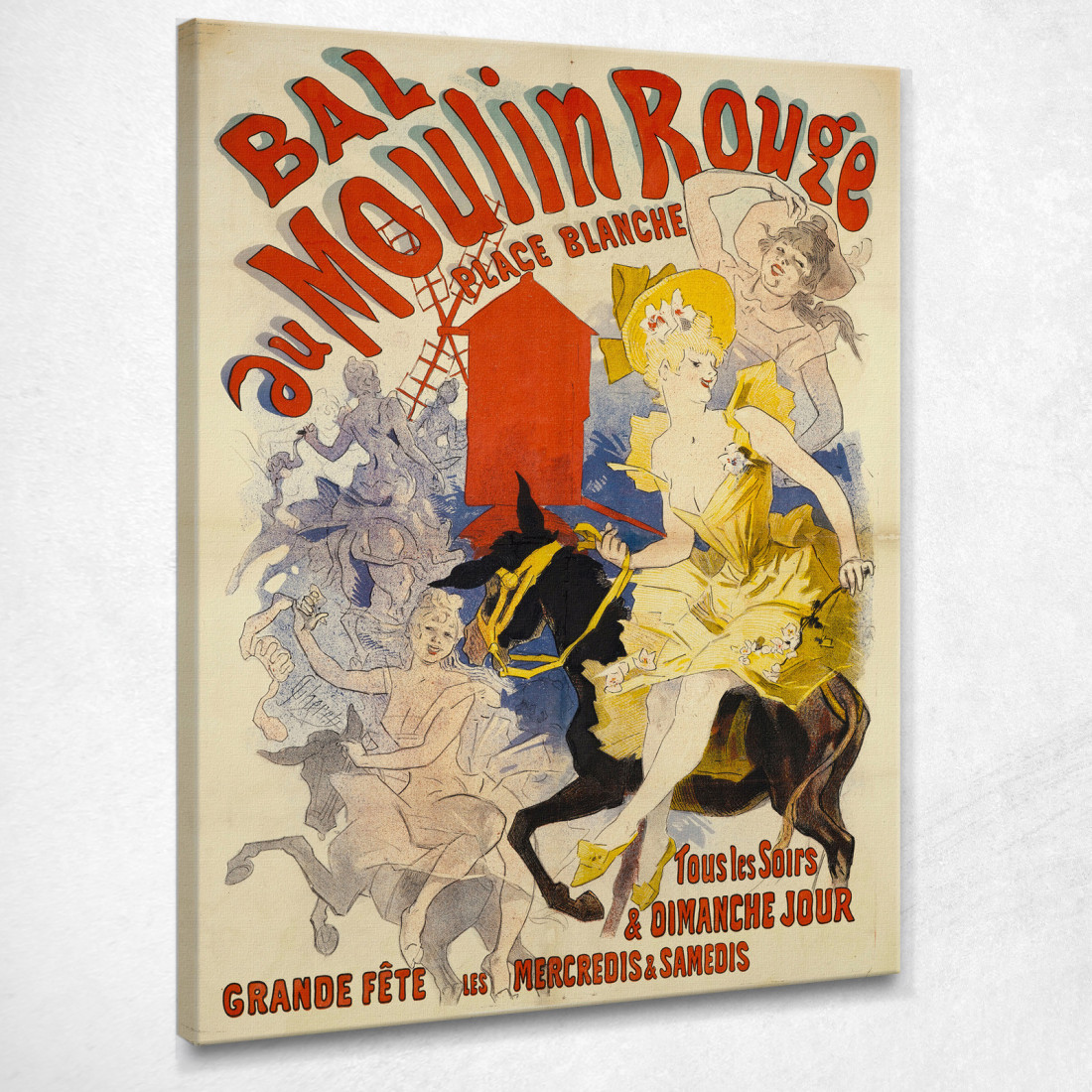 Ballo Al Moulin Rouge Place Blanche Jules Chéret jch10 quadro stampato su tela Ballo Al Moulin Rouge Place Blanche Jules Chéret jch10 quadro stampato su tela