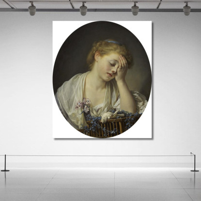 A Girl With A Dead Canary Jean-Baptiste Greuze jbg2 canvas print