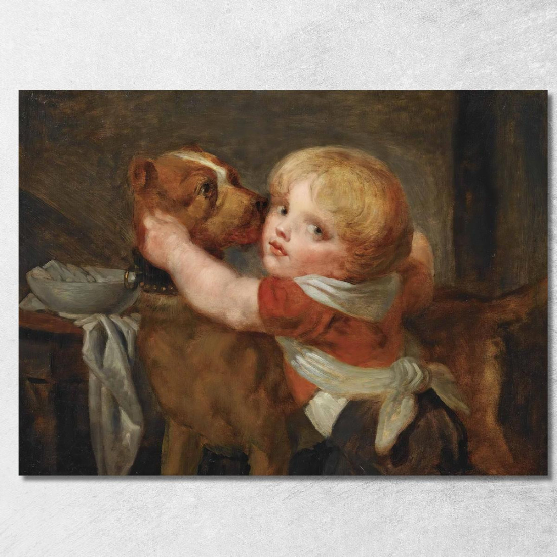 A Young Boy With A Dog Jean-Baptiste Greuze jbg3 canvas print