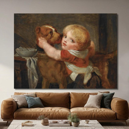 A Young Boy With A Dog Jean-Baptiste Greuze jbg3 canvas print