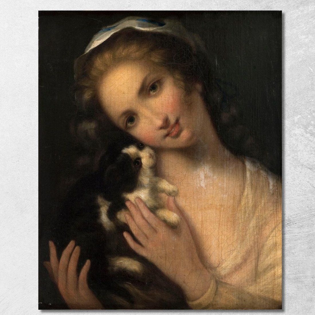 Young Girl With A Cat Jean-Baptiste Greuze jbg30 canvas print