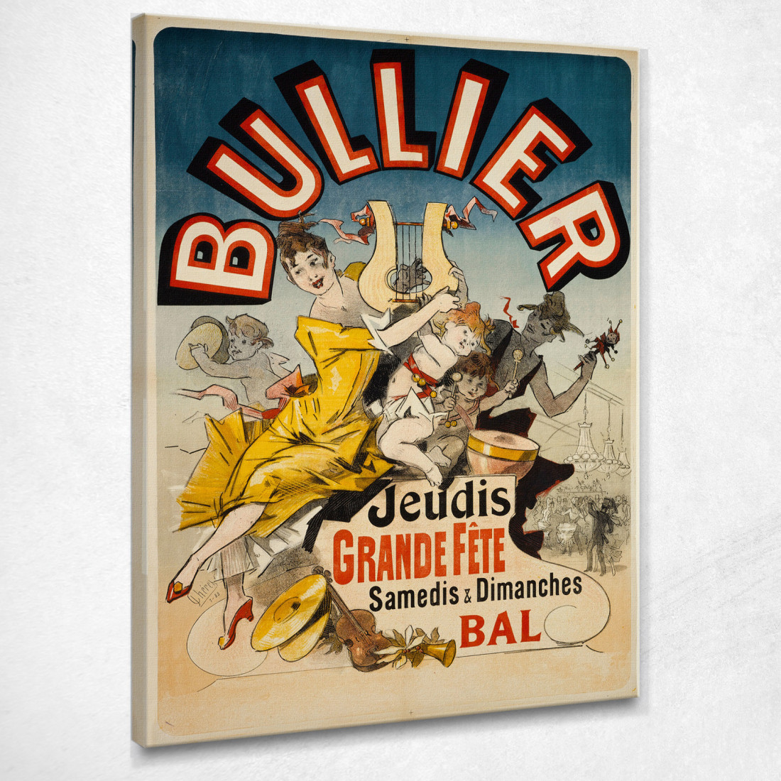 Bullier Giovedì Grande Fete Sabato E Domenica Ballo Jules Chéret jch16 quadro stampato su tela Bullier Giovedì Grande Fete Sabato E Domenica Ballo Jules Chéret jch16 quadro stampato su tela