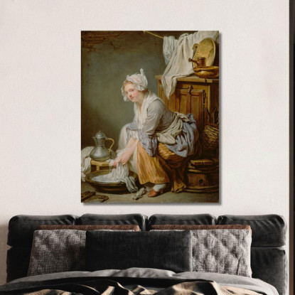 The Laundress (La Blanchisseuse) Jean-Baptiste Greuze jbg69 canvas print