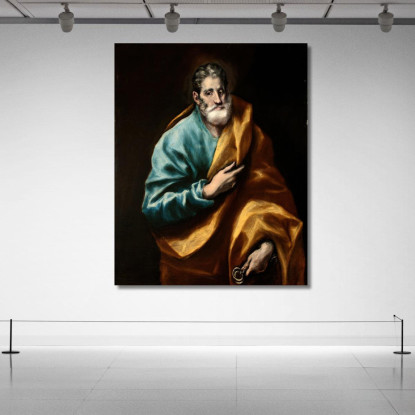 Apostolo San Pietro El Greco (Domenikos Theotokopoulos) egr4 quadro stampato su tela