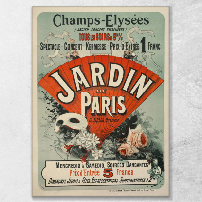 Champs-Elyséesgiardino Di Parigi Jules Chéret jch24 quadro stampato su tela