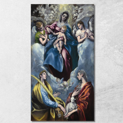 Madonna E Bambino Con Santa Martina E Sant'Agnese El Greco (Domenikos Theotokopoulos) egr22 quadro stampato su tela