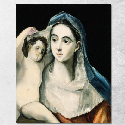 Madonna E Bambino El Greco (Domenikos Theotokopoulos) egr23 quadro stampato su tela