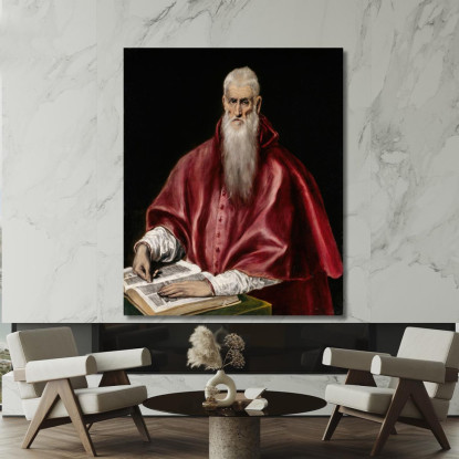 San Girolamo Come Studioso El Greco (Domenikos Theotokopoulos) egr37 quadro stampato su tela