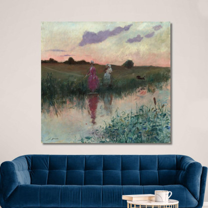La Moglie Dell'Artista Che Pesca Jean-Louis Forain jfr48 quadro stampato su tela