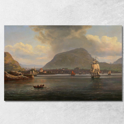 Bergen Vista Dall'Insenatura Settentrionale Johan Christian Dahl jcd4 quadro stampato su tela