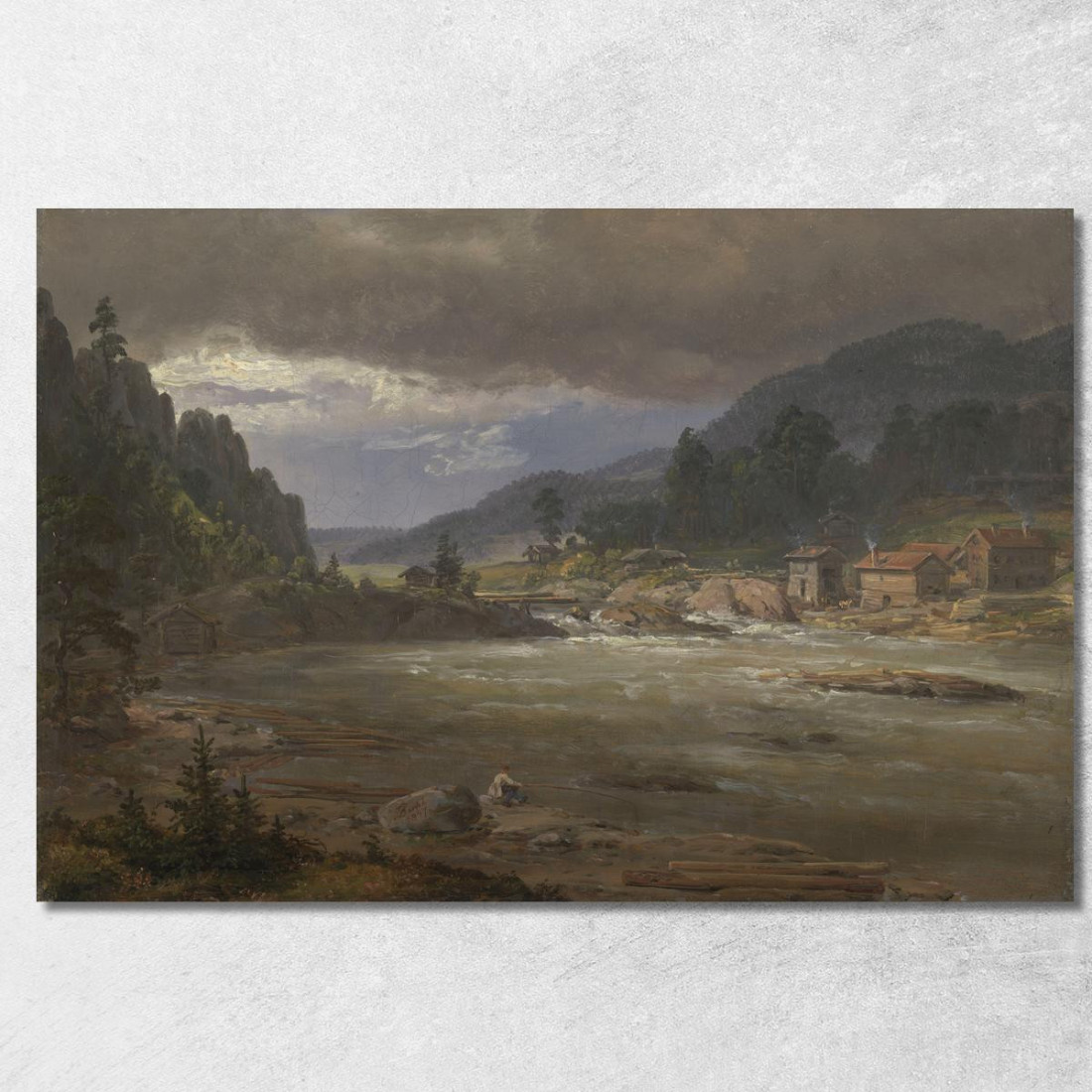 Hellefossen Vicino A Hokksund Johan Christian Dahl jcd26 quadro stampato su tela Hellefossen Vicino A Hokksund Johan Christian Dahl jcd26 quadro stampato su tela