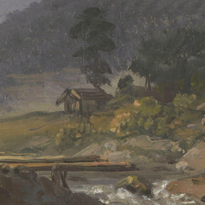 Hellefossen Vicino A Hokksund Johan Christian Dahl jcd26 quadro stampato su tela