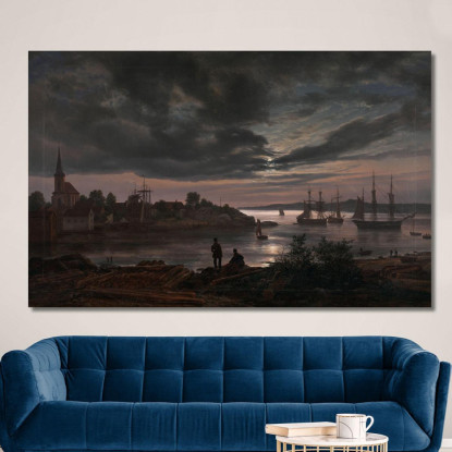 Larvik Al Chiaro Di Luna Johan Christian Dahl jcd34 quadro stampato su tela