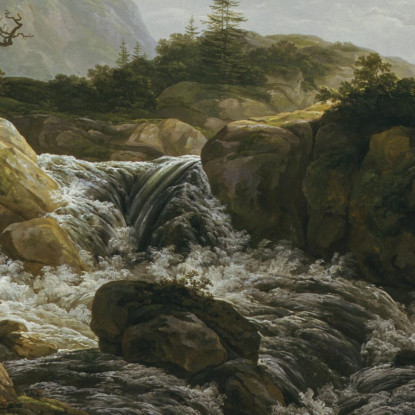 Paesaggio Montuoso Con Cascata Norvegia Johan Christian Dahl jcd37 quadro stampato su tela