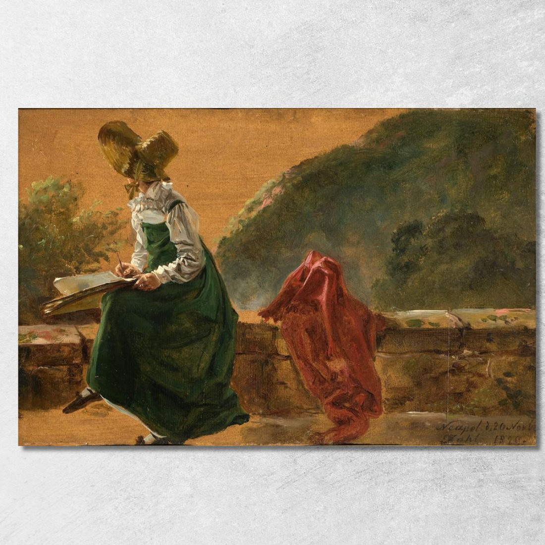 La Principessa Caroline Amalie Che Disegna A Napoli. Studio Johan Christian Dahl jcd44 quadro stampato su tela La Principessa Caroline Amalie Che Disegna A Napoli. Studio Johan Christian Dahl jcd44 quadro stampato su tela