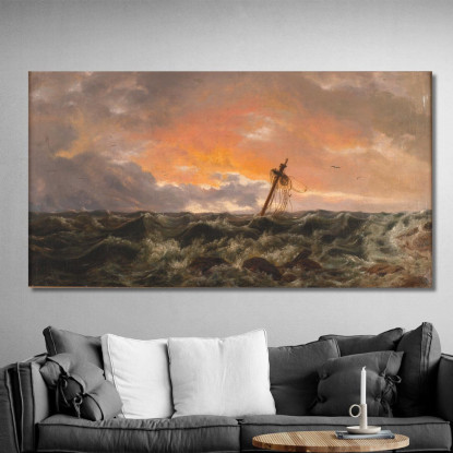 Paesaggio Marino Con Un Relitto Johan Christian Dahl jcd45 quadro stampato su tela