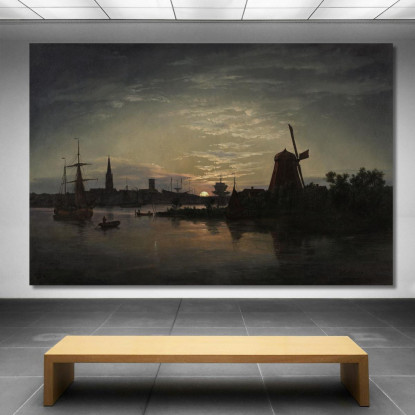 Swinoujscie Al Chiaro Di Luna Johan Christian Dahl jcd54 quadro stampato su tela