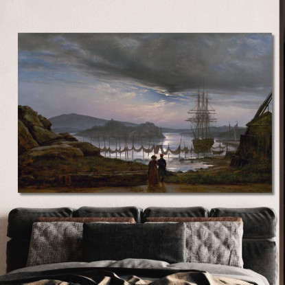 Veduta Da Vaekero Vicino A Christiania Johan Christian Dahl jcd84 quadro stampato su tela
