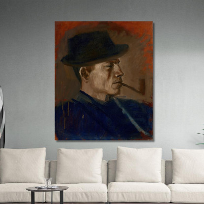 Uomo In Blu Che Fuma Ladislav Mednyánszky lmd42 quadro stampato su tela