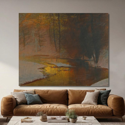 Fiume Innevato Al Tramonto Ladislav Mednyánszky lmd56 quadro stampato su tela