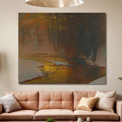 Fiume Innevato Al Tramonto Ladislav Mednyánszky lmd56 quadro stampato su tela