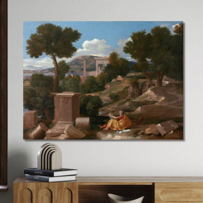 Paesaggio Con San Giovanni A Patmos Nicolas Poussin nps13 quadro stampato su tela