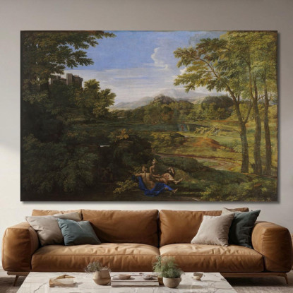 Paesaggio Con Due Ninfe E Un Serpente Nicolas Poussin nps22 quadro stampato su tela