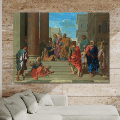 I Santi Pietro E Giovanni Guariscono Lo Storpio Nicolas Poussin nps24 quadro stampato su tela