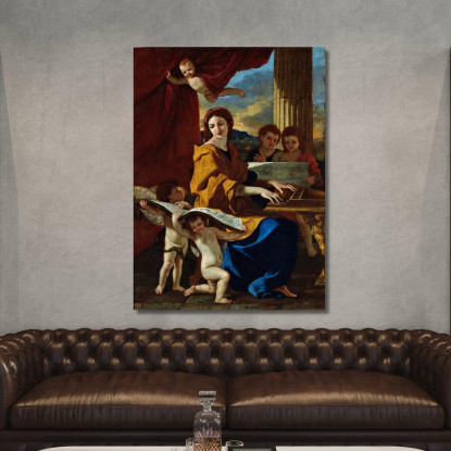 Santa Cecilia Nicolas Poussin nps25 quadro stampato su tela