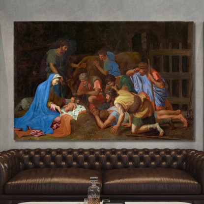 L'Adorazione Dei Pastori Nicolas Poussin nps28 quadro stampato su tela