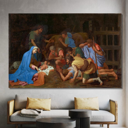 L'Adorazione Dei Pastori Nicolas Poussin nps28 quadro stampato su tela