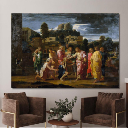 I Ciechi Di Gerico Nicolas Poussin nps32 quadro stampato su tela